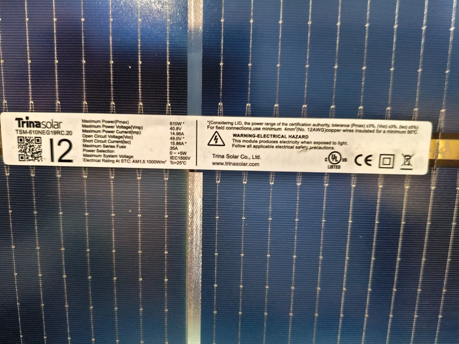 610W/745W Bifacial Solar Panel TRINA SOLAR TSM-610NEG19RC.20