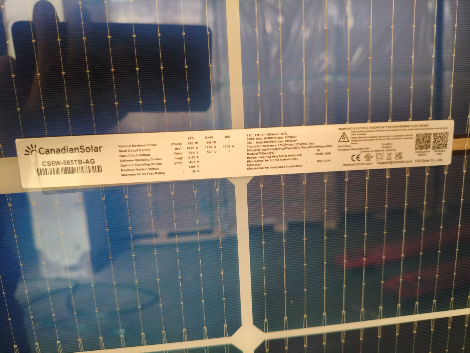585W/715W Bifacial Solar Panel CANADIAN SOLAR CS6W-585TB-AG