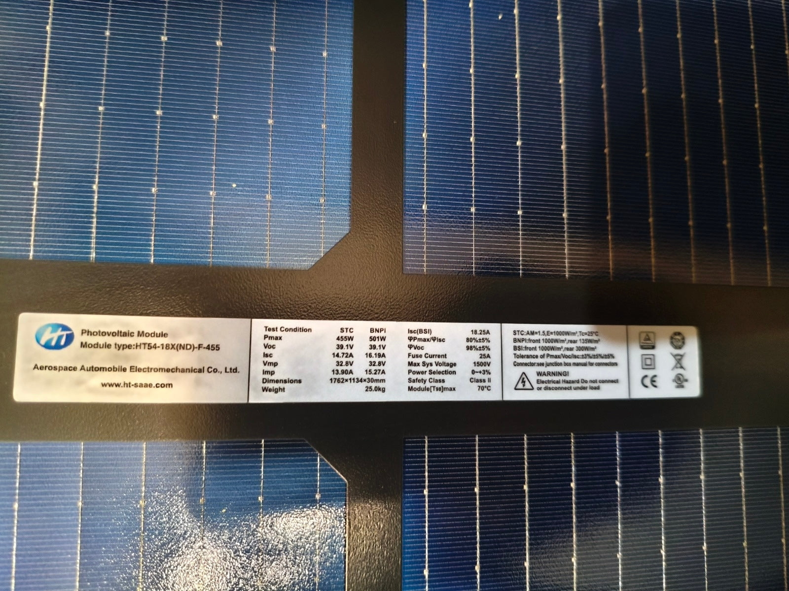 455W/555W Bifacial Solar Panel HT-SAAE HT54-18X(ND)-F-445